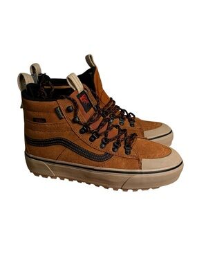 Vans Men's Brown Suede High-Top Skate Sneakers with Black Stripe